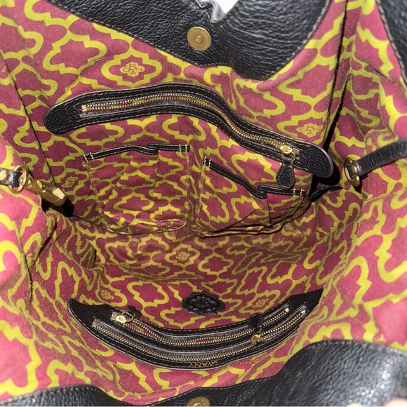 orYANY New York Black Leather Hobo Shoulder Bag Brass Hardware Slouchy Purse - Picture 4 of 8